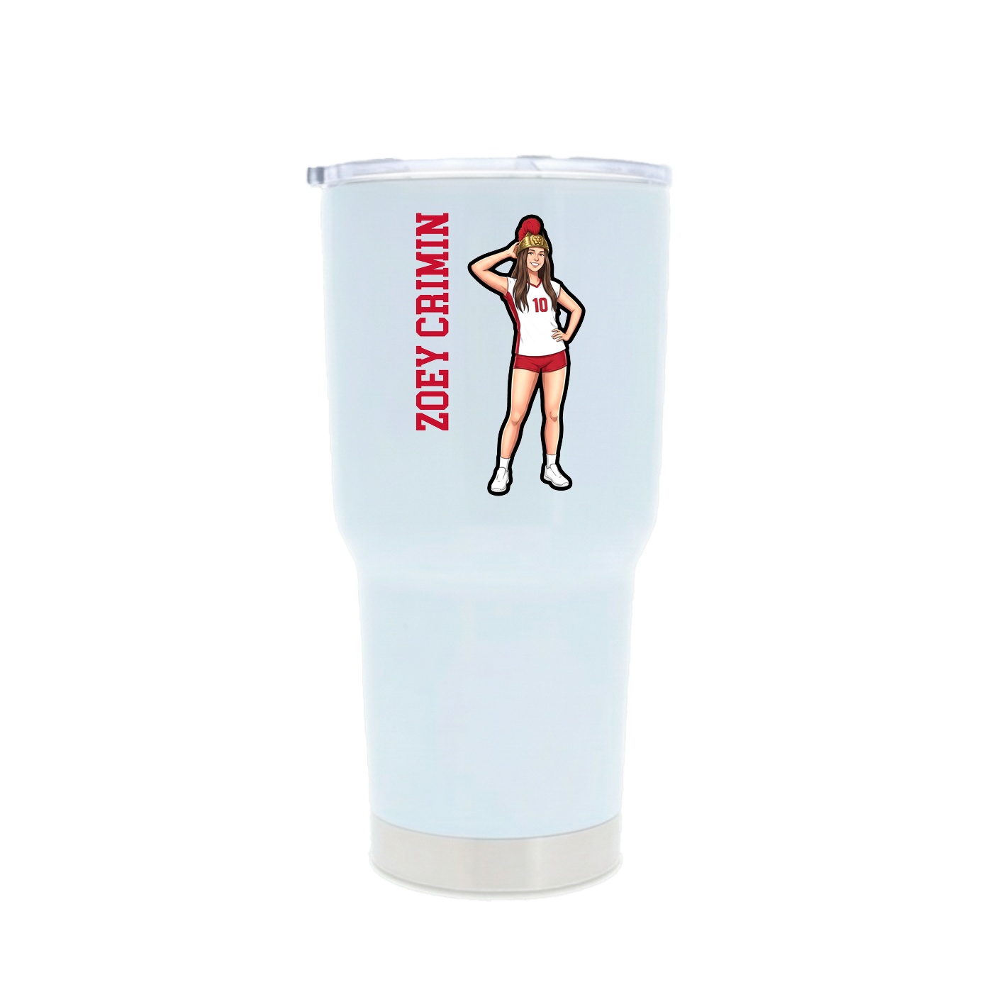 30oz Stainless Steel Tumbler — Name Vertical in White