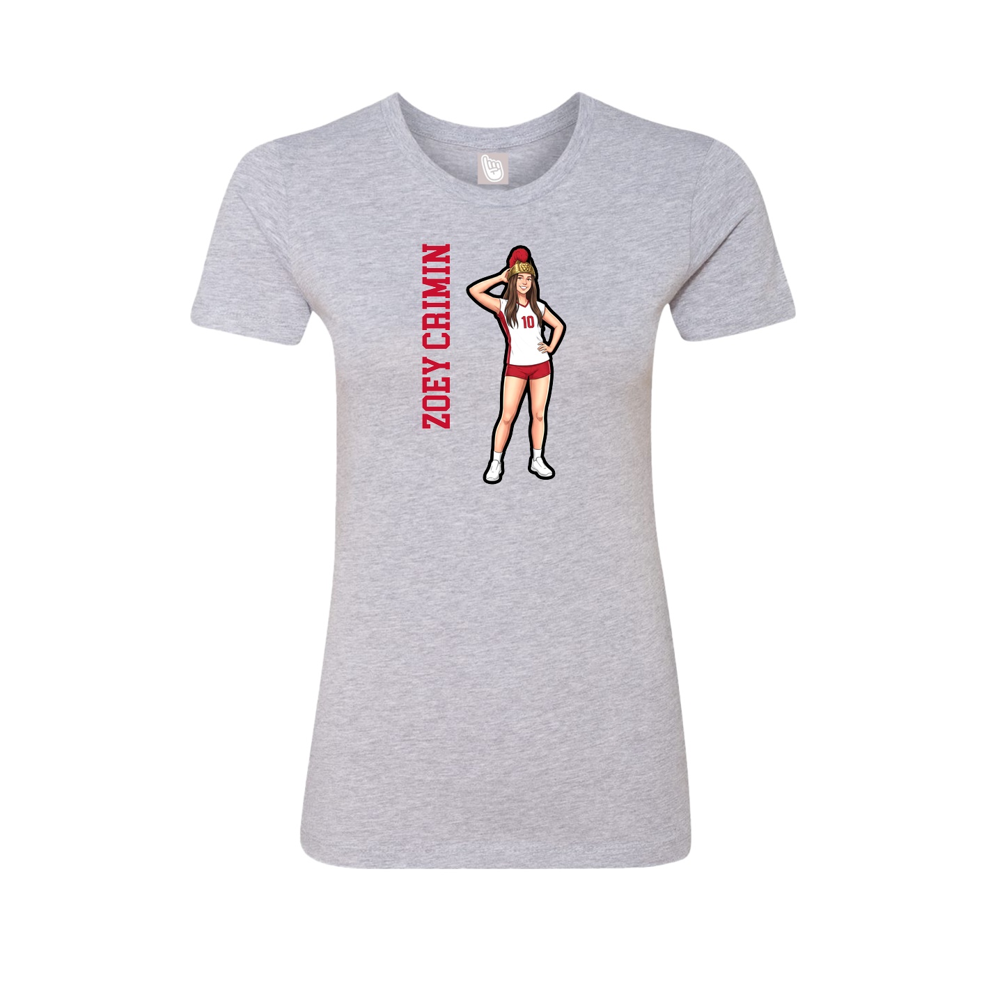Fitted Women's Tee — Name Vertical in Grey