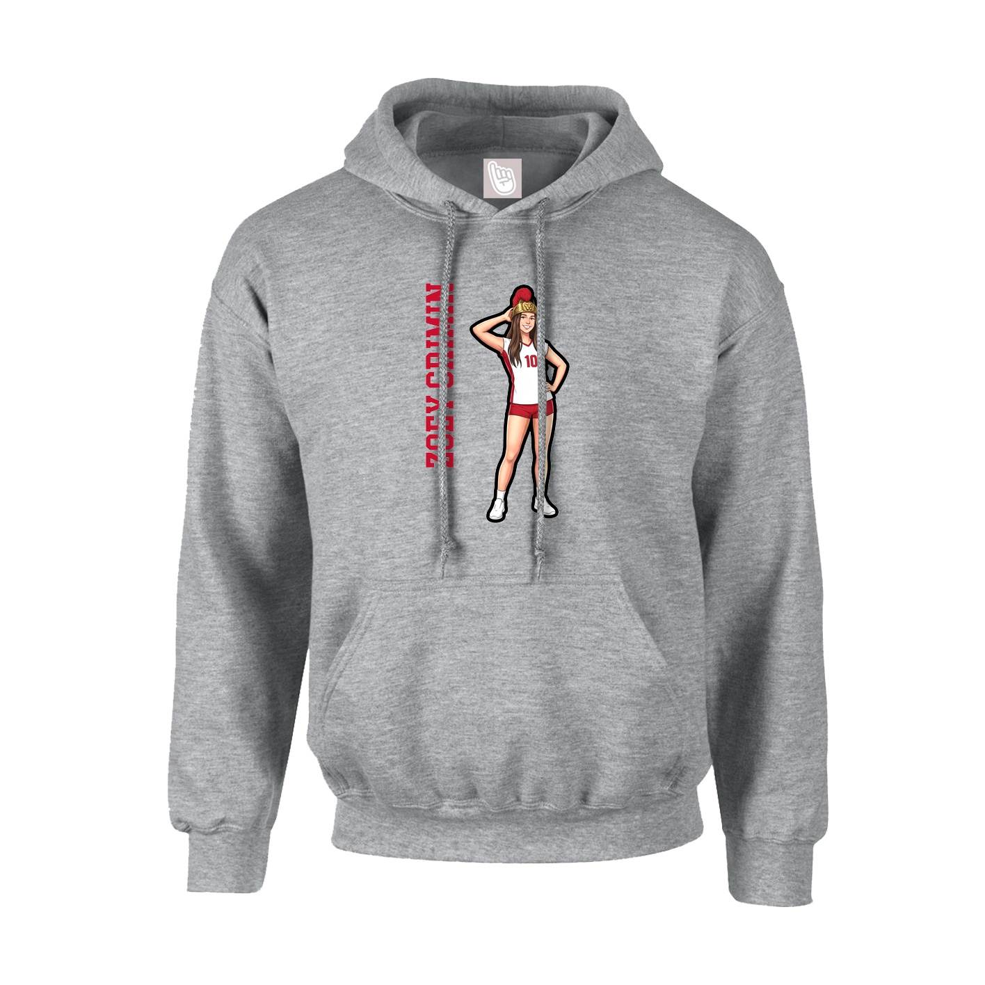 Youth Hoodie — Name Vertical in Grey