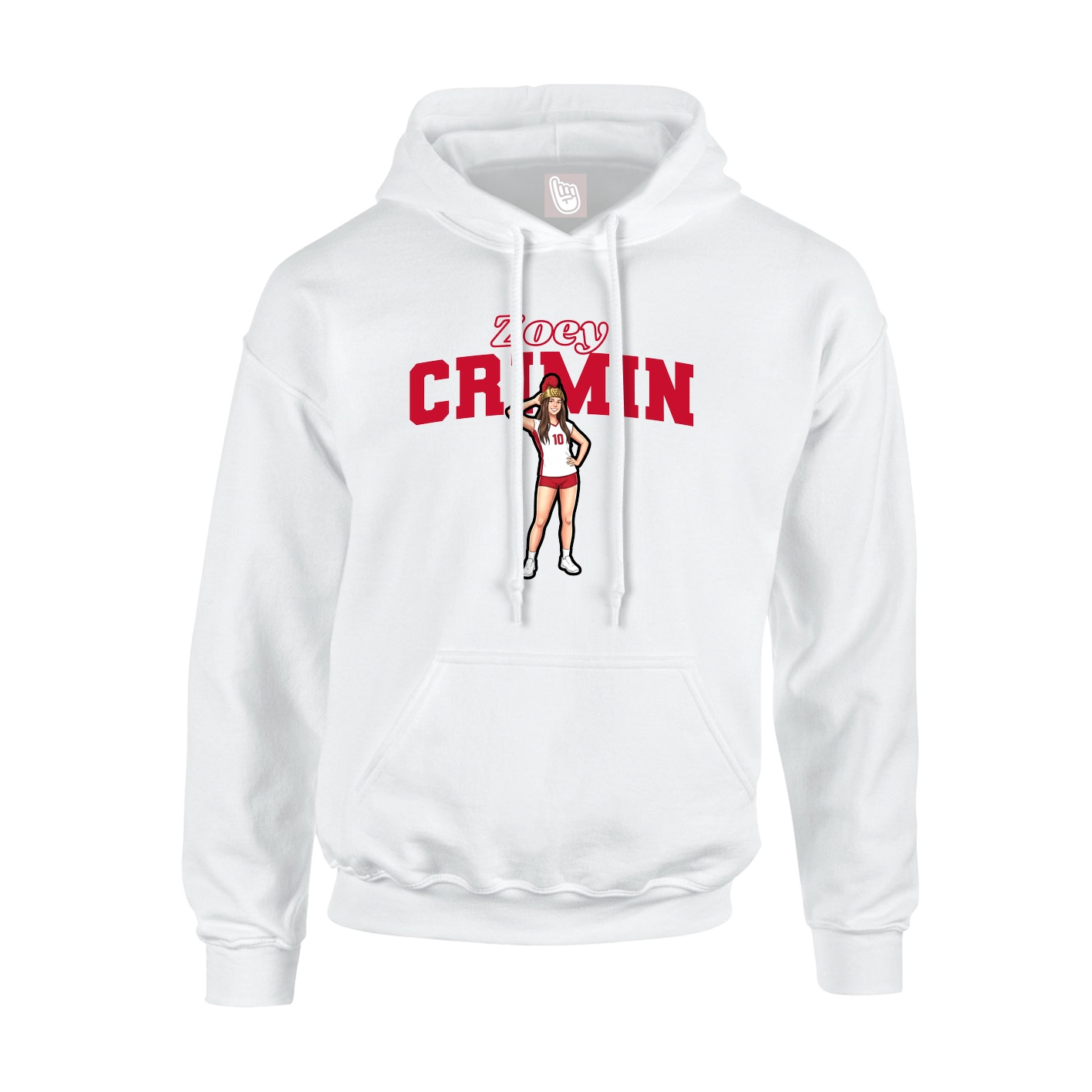 Youth Hoodie — Name Arch in White