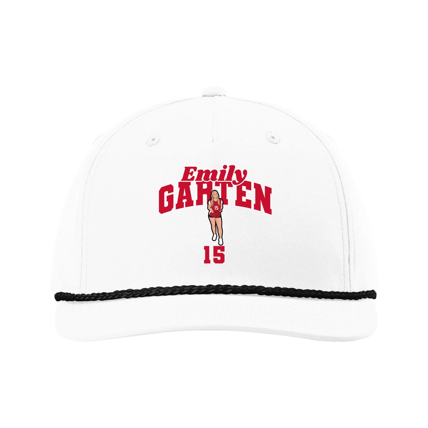 Five-Panel Classic Rope Cap — Signature Arch in White