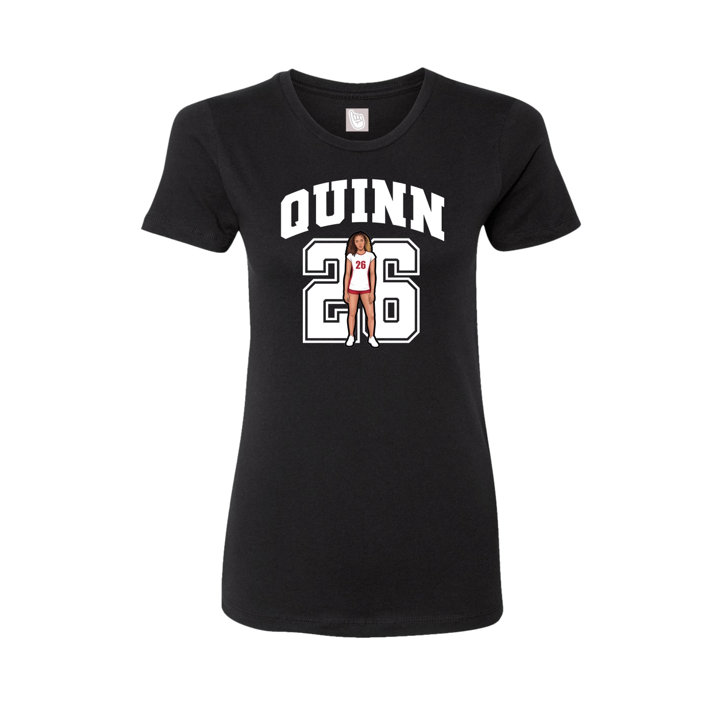 Fitted Women's Tee — Number in Black
