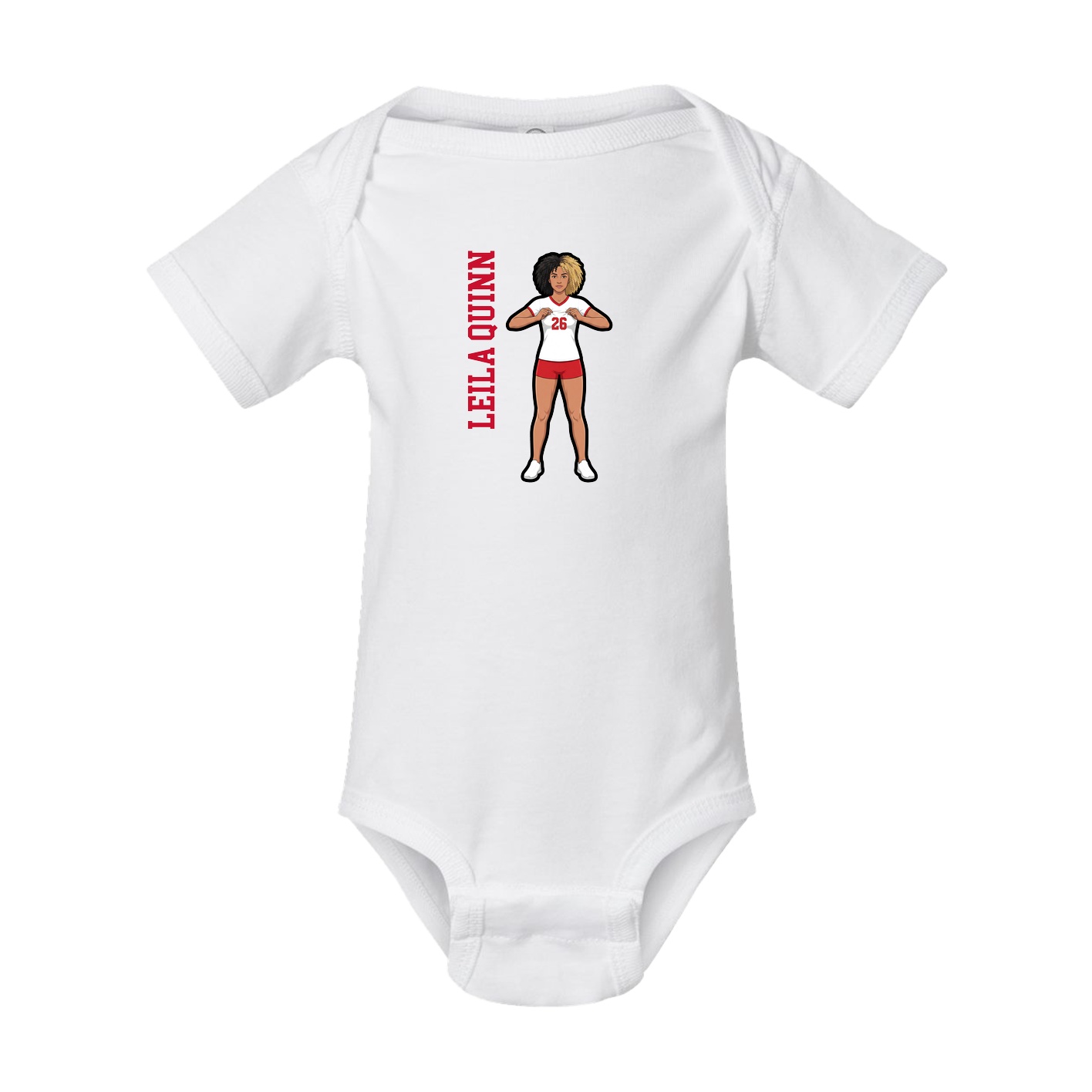 Baby Onesie — Name Vertical in White