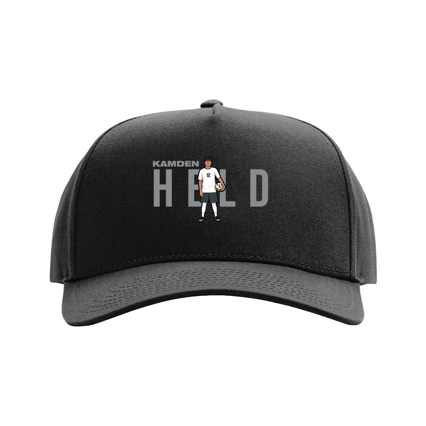 Full Fabric Five-Panel Champ Cap — Player Name in Black