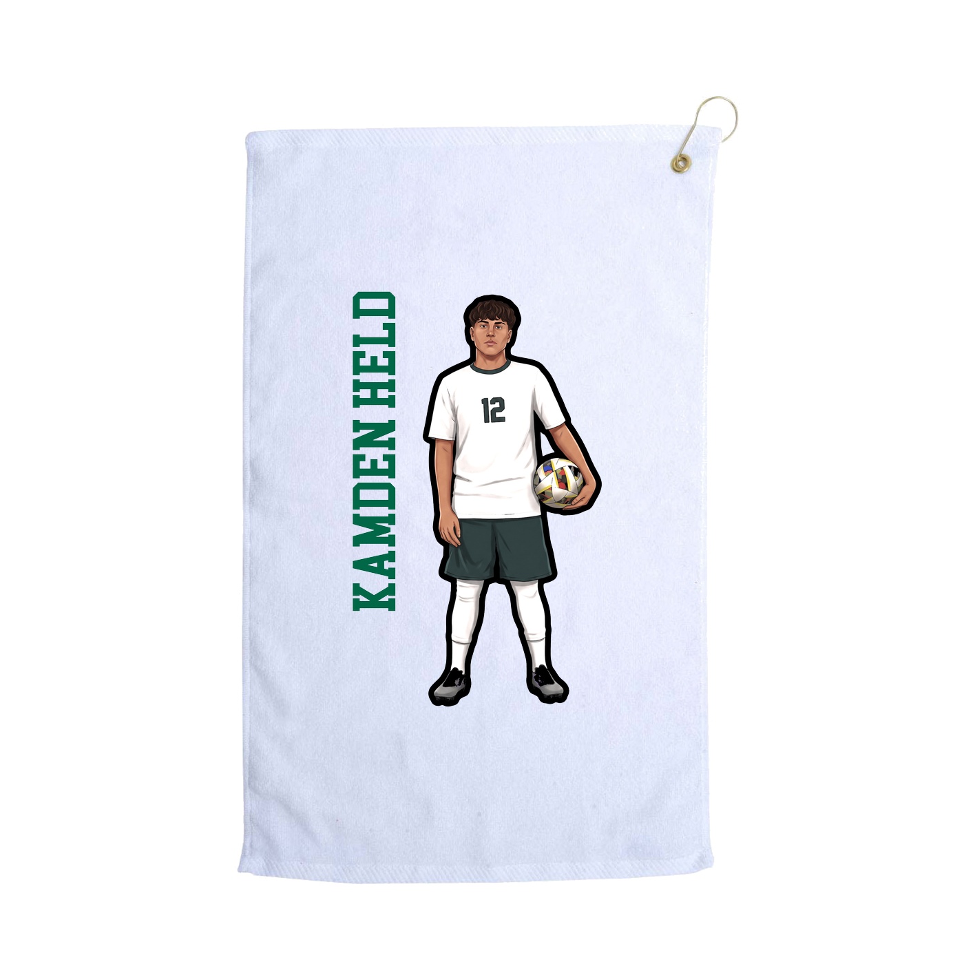 Golf Towel — Name Vertical in White