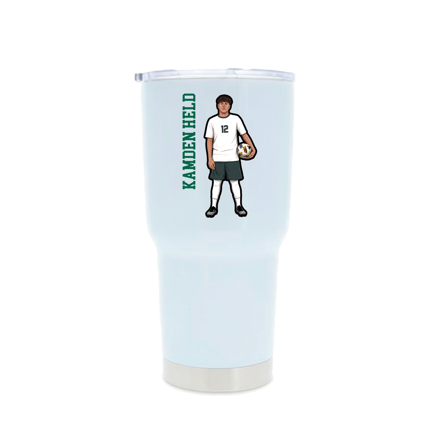 30oz Stainless Steel Tumbler — Name Vertical in White