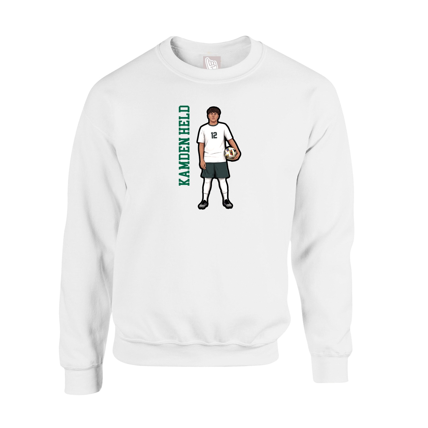 Fleece Crew — Name Vertical in White