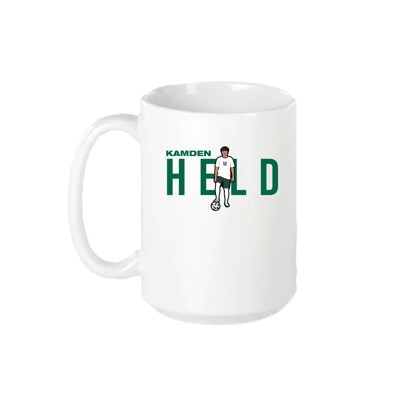 15oz Coffee Mug — Player Name in White