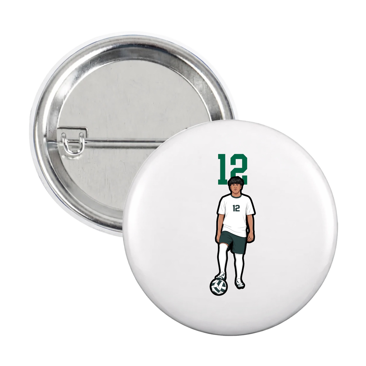 Game Day Button — Number Top in White