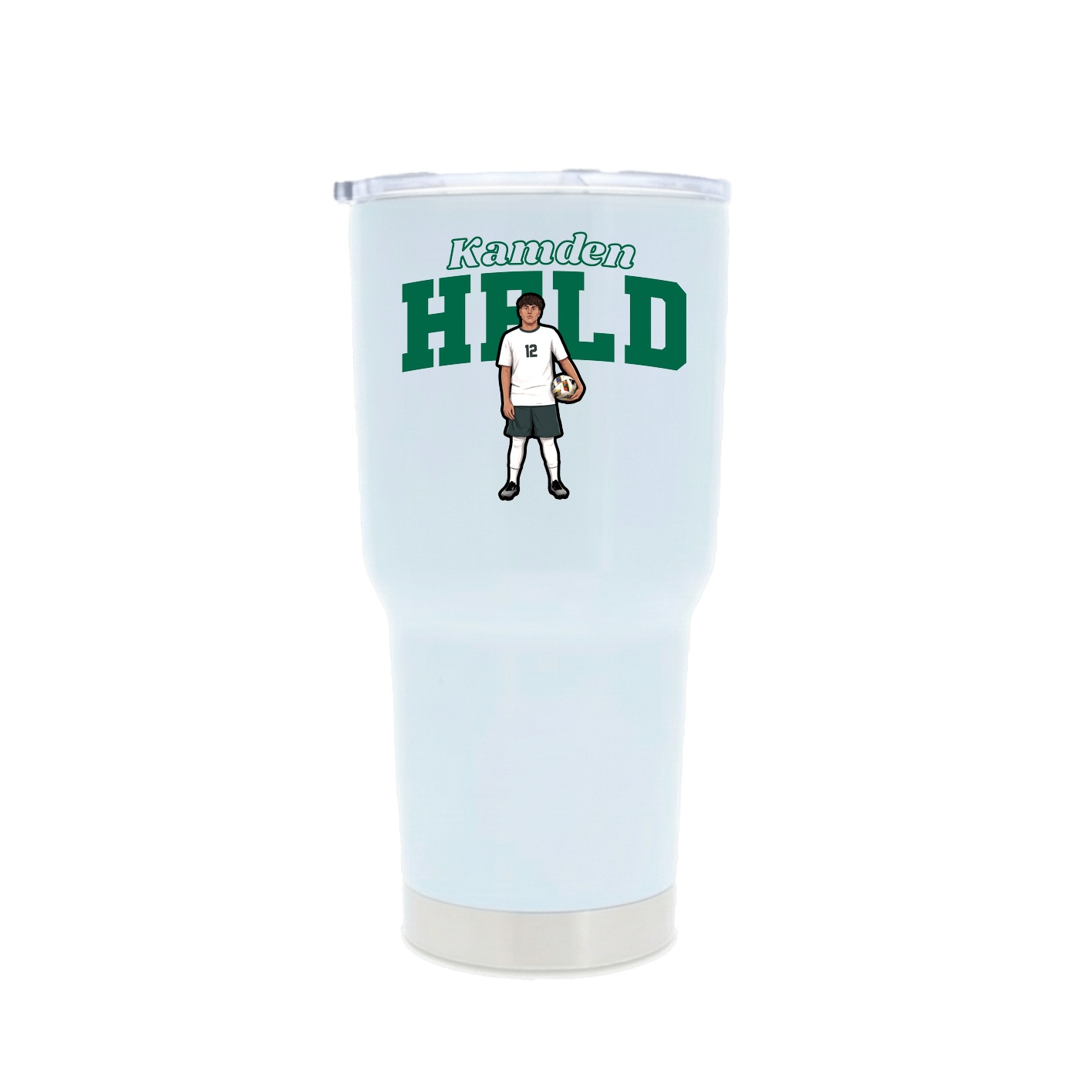30oz Stainless Steel Tumbler — Name Arch in White