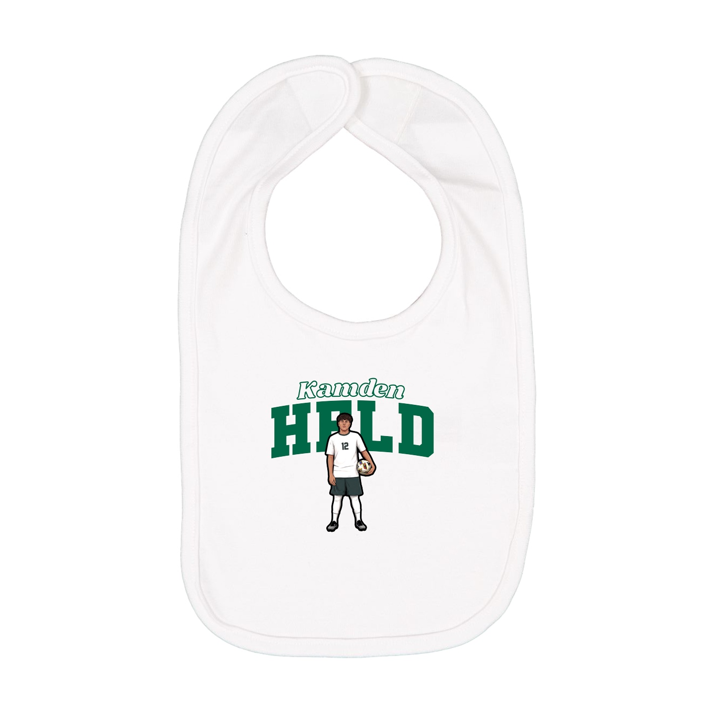 Infant Bib — Name Arch in White