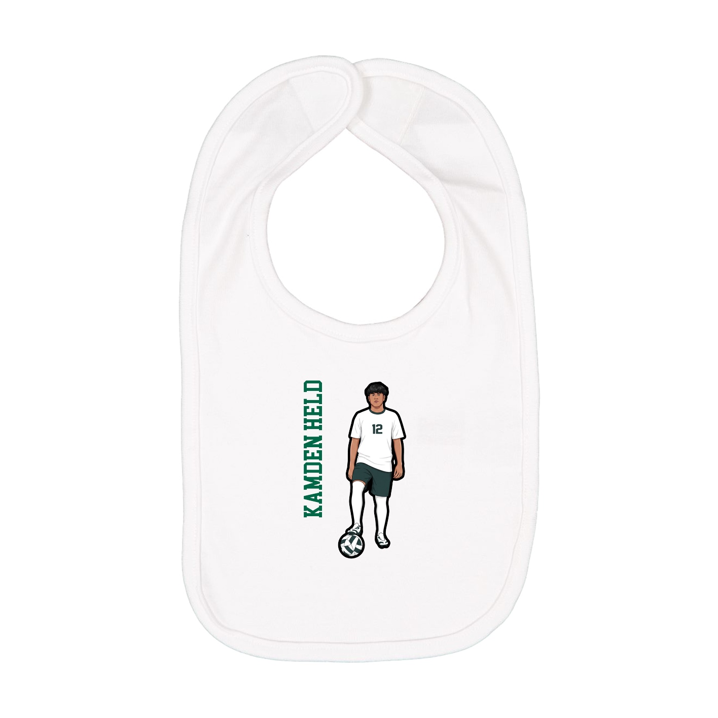 Infant Bib — Name Vertical in White