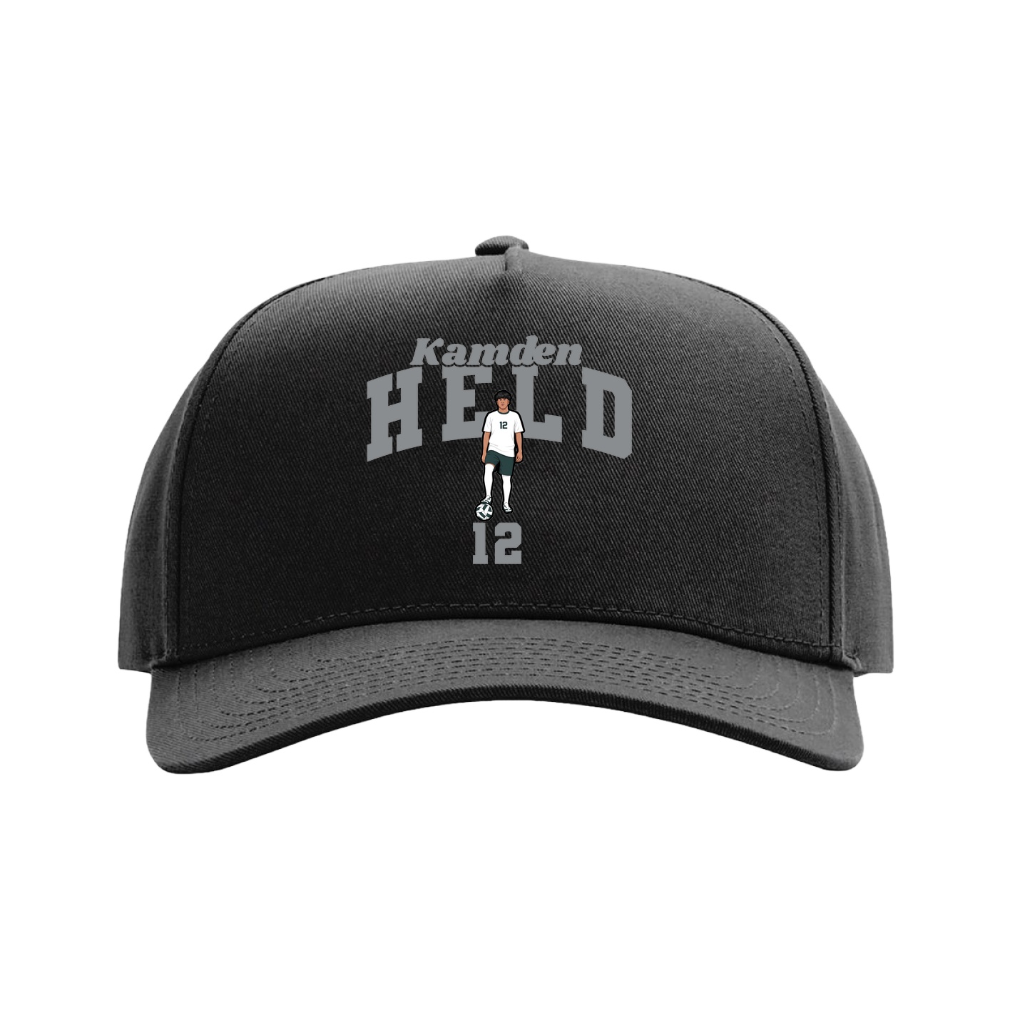 Full Fabric Five-Panel Champ Cap — Signature Arch in Black