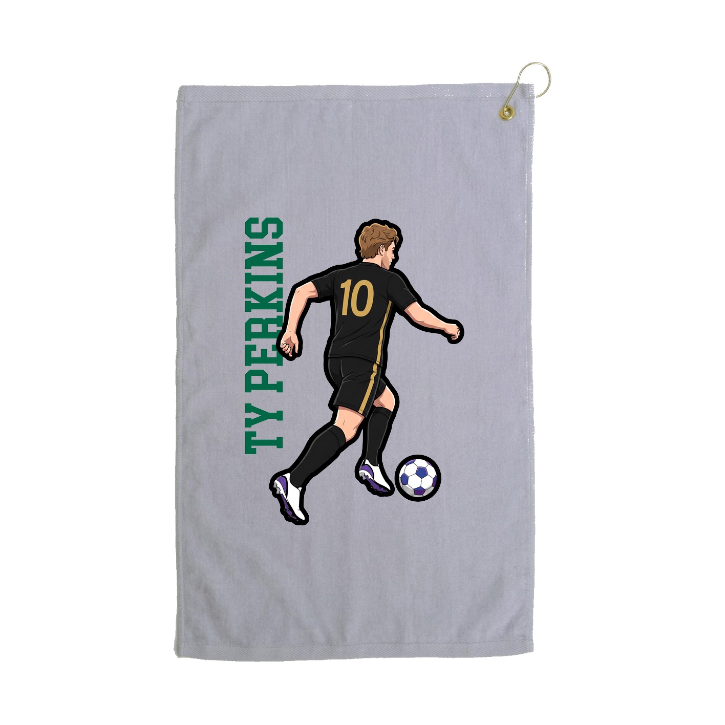 Golf Towel — Name Vertical in Grey