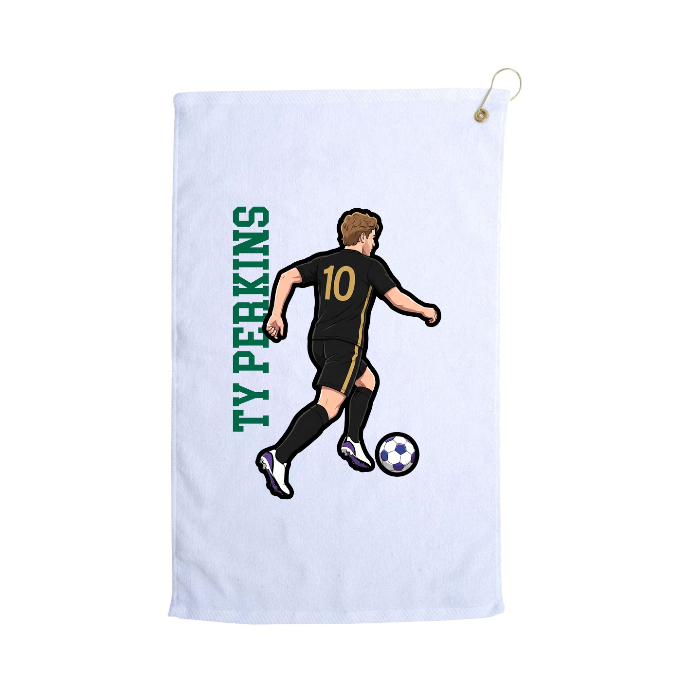 Golf Towel — Name Vertical in White