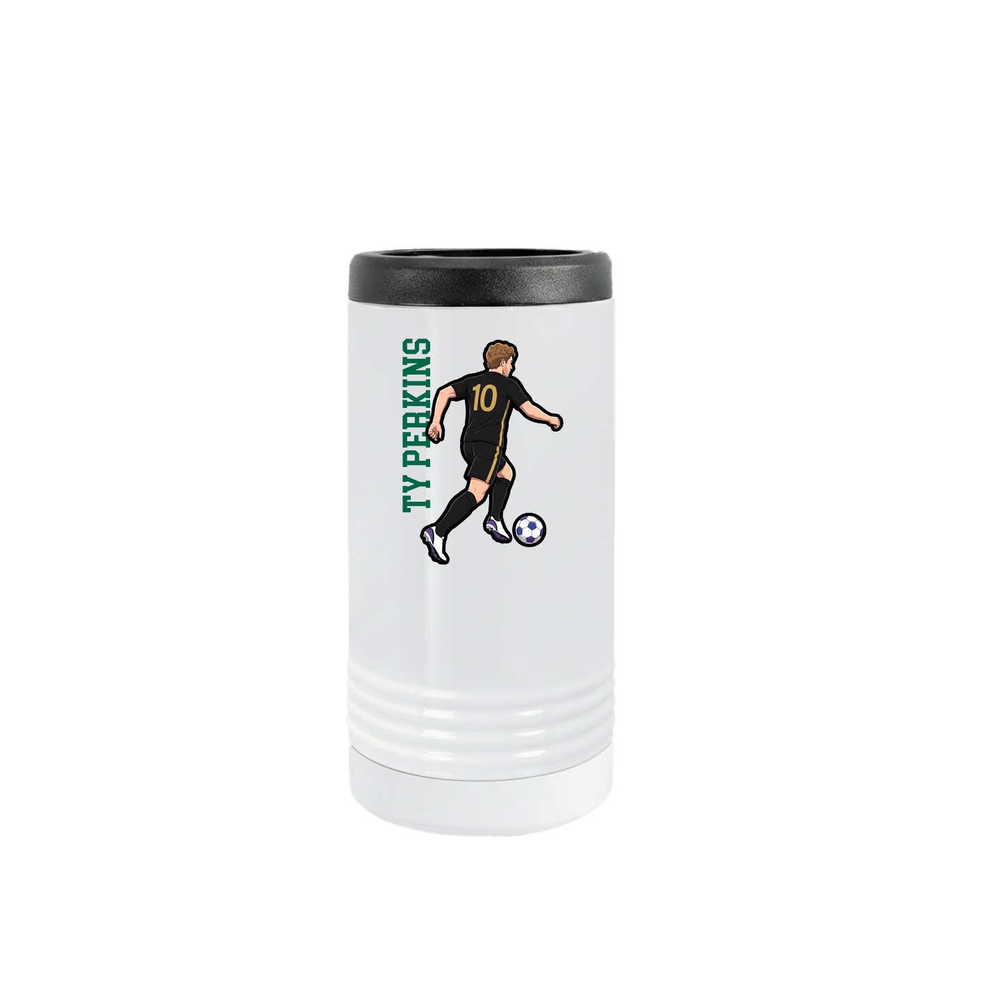 Slim Beverage Holder — Name Vertical in White