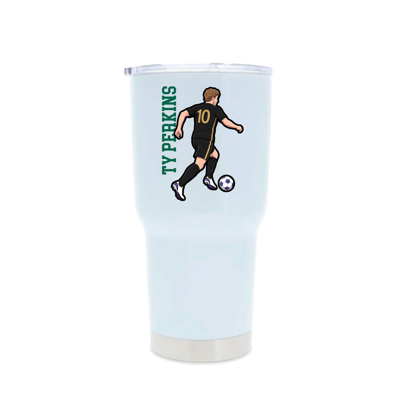 30oz Stainless Steel Tumbler — Name Vertical in White