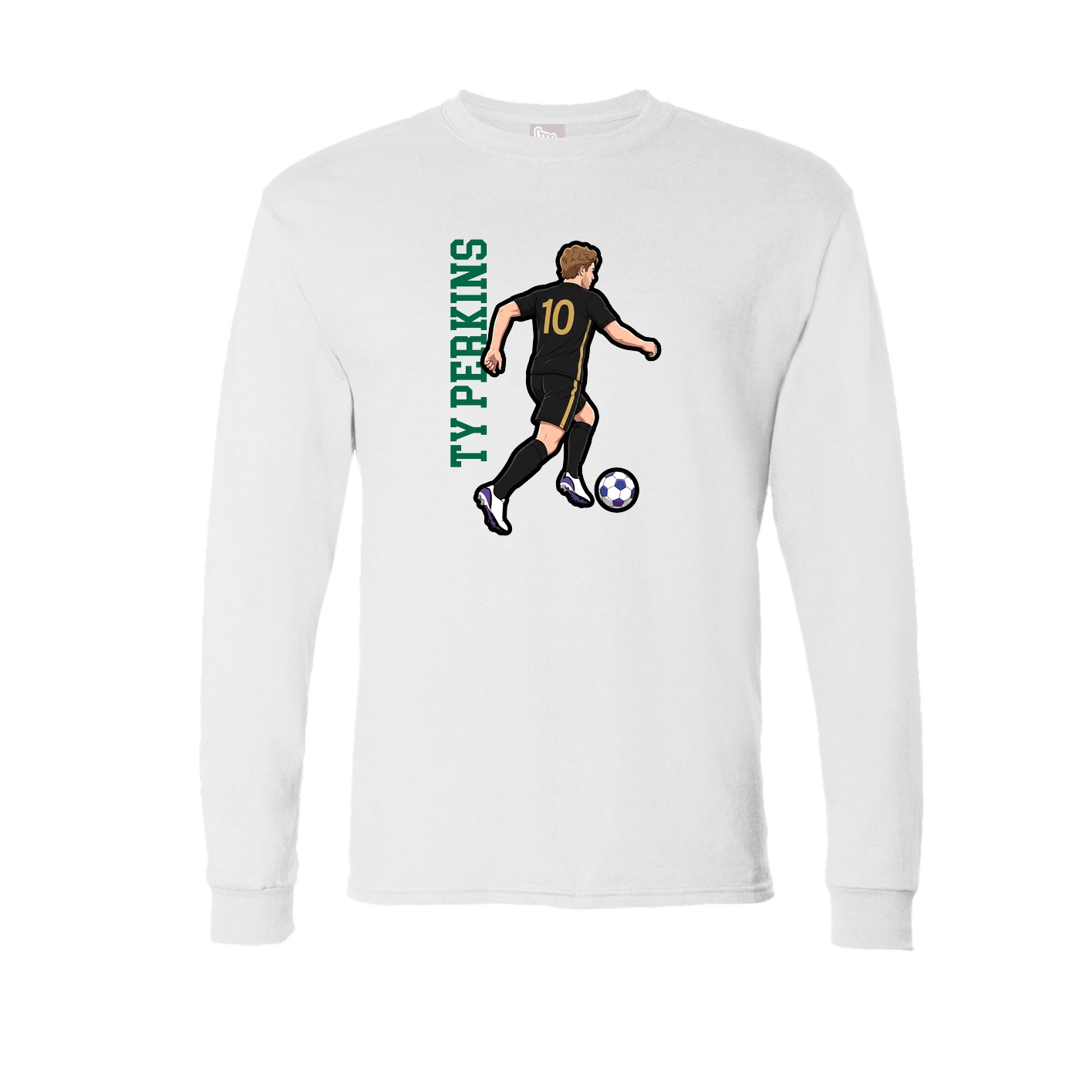 Long Sleeve Tee — Name Vertical in White