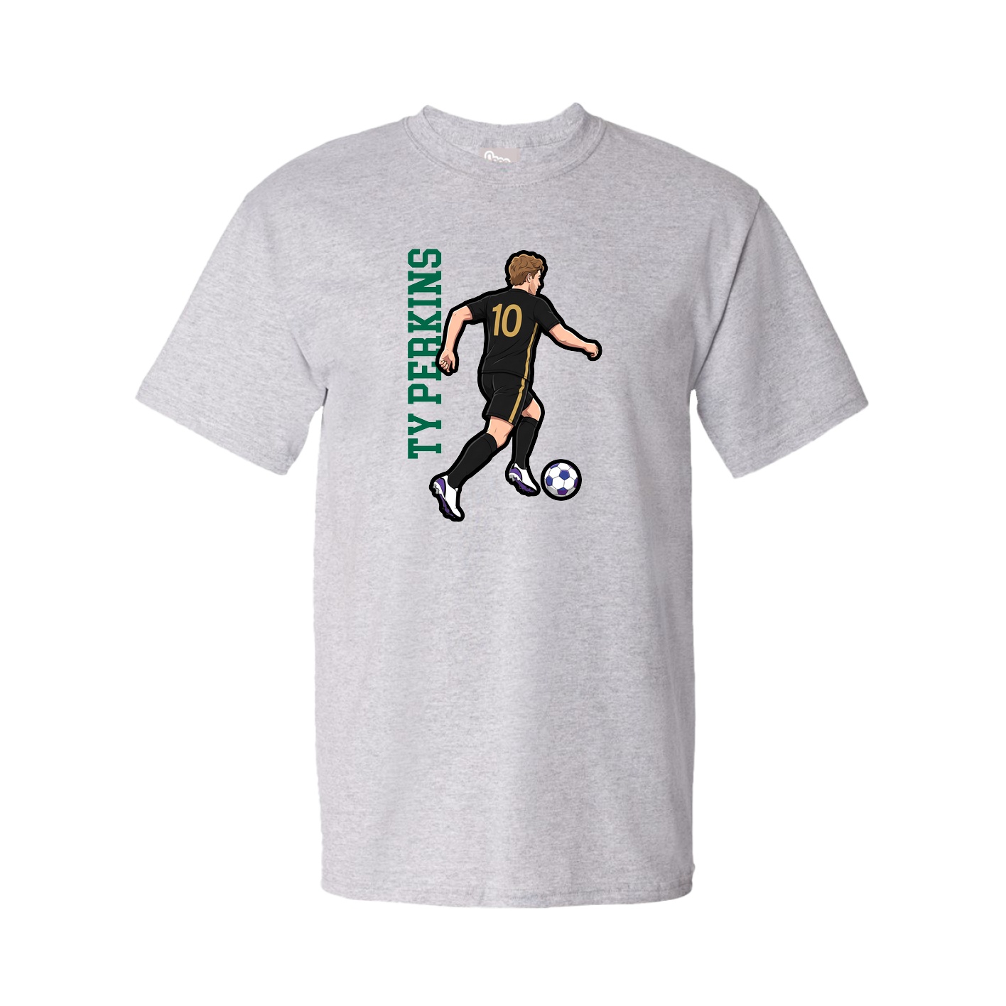 Youth Tee — Name Vertical in Grey