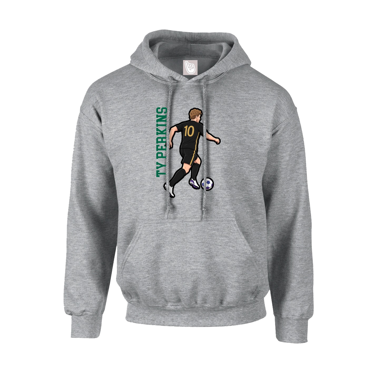 Youth Hoodie — Name Vertical in Grey