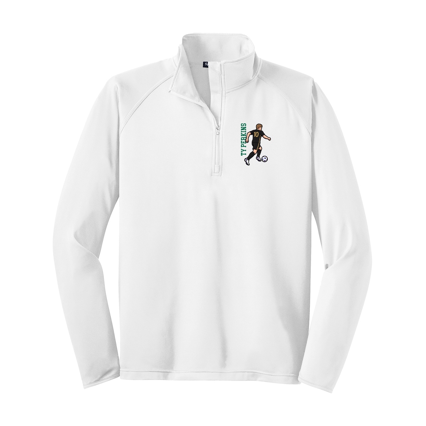 Q-Zip Pullover — Name Vertical in White