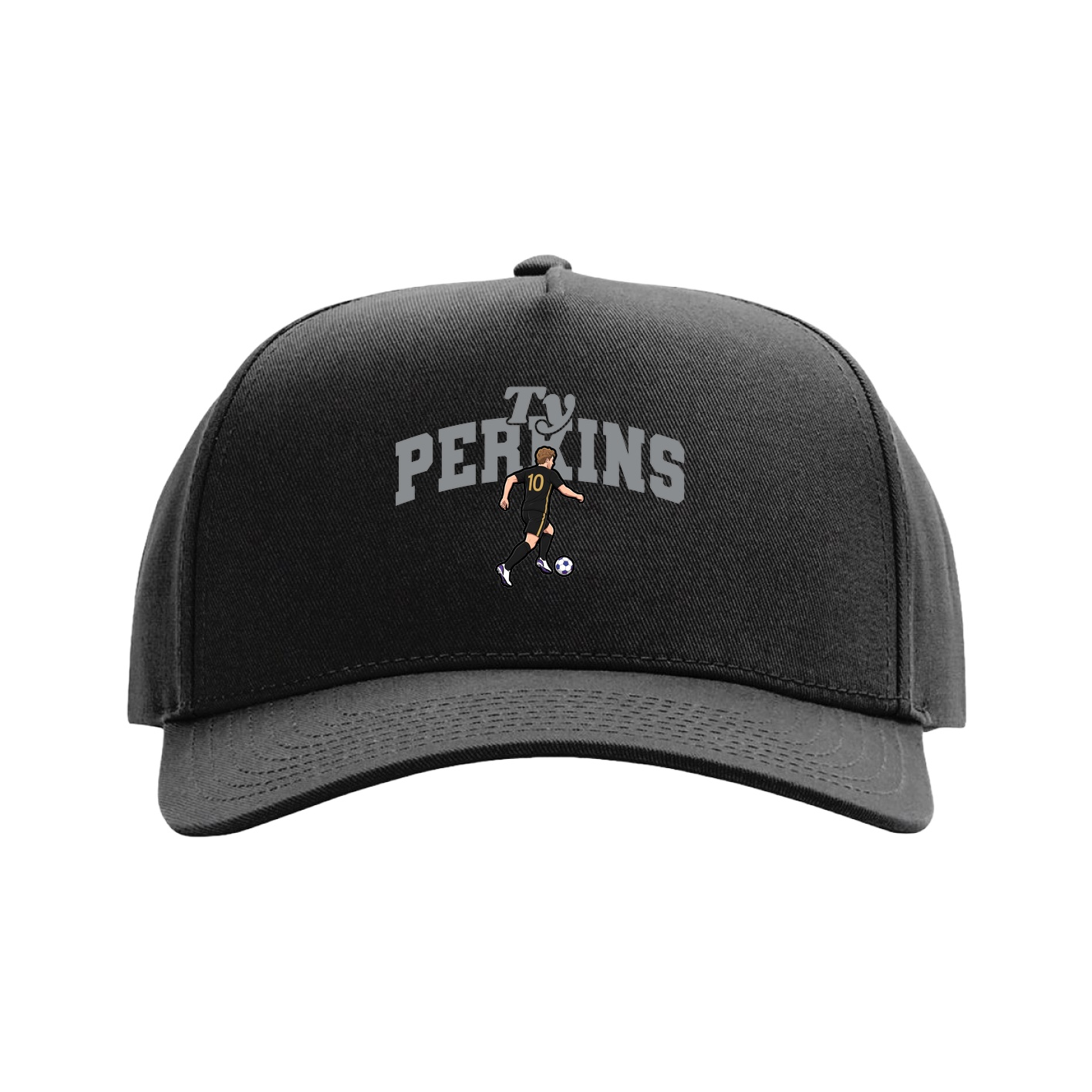 Full Fabric Five-Panel Champ Cap — Signature Arch in Black