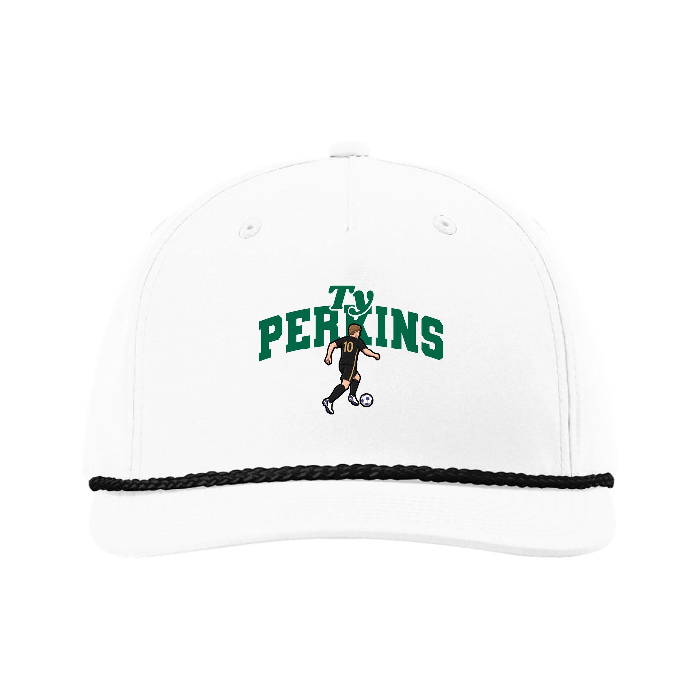 Five-Panel Classic Rope Cap — Signature Arch in White