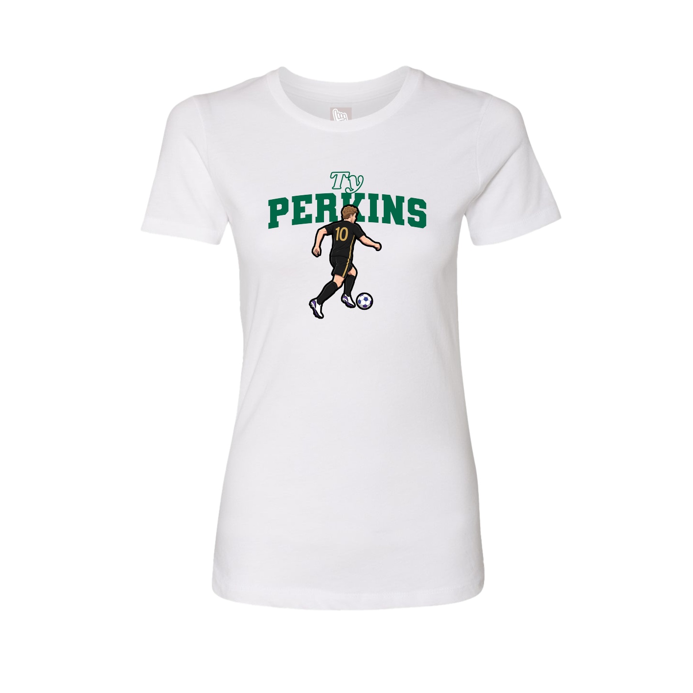 Fitted Women's Tee — Name Arch in White