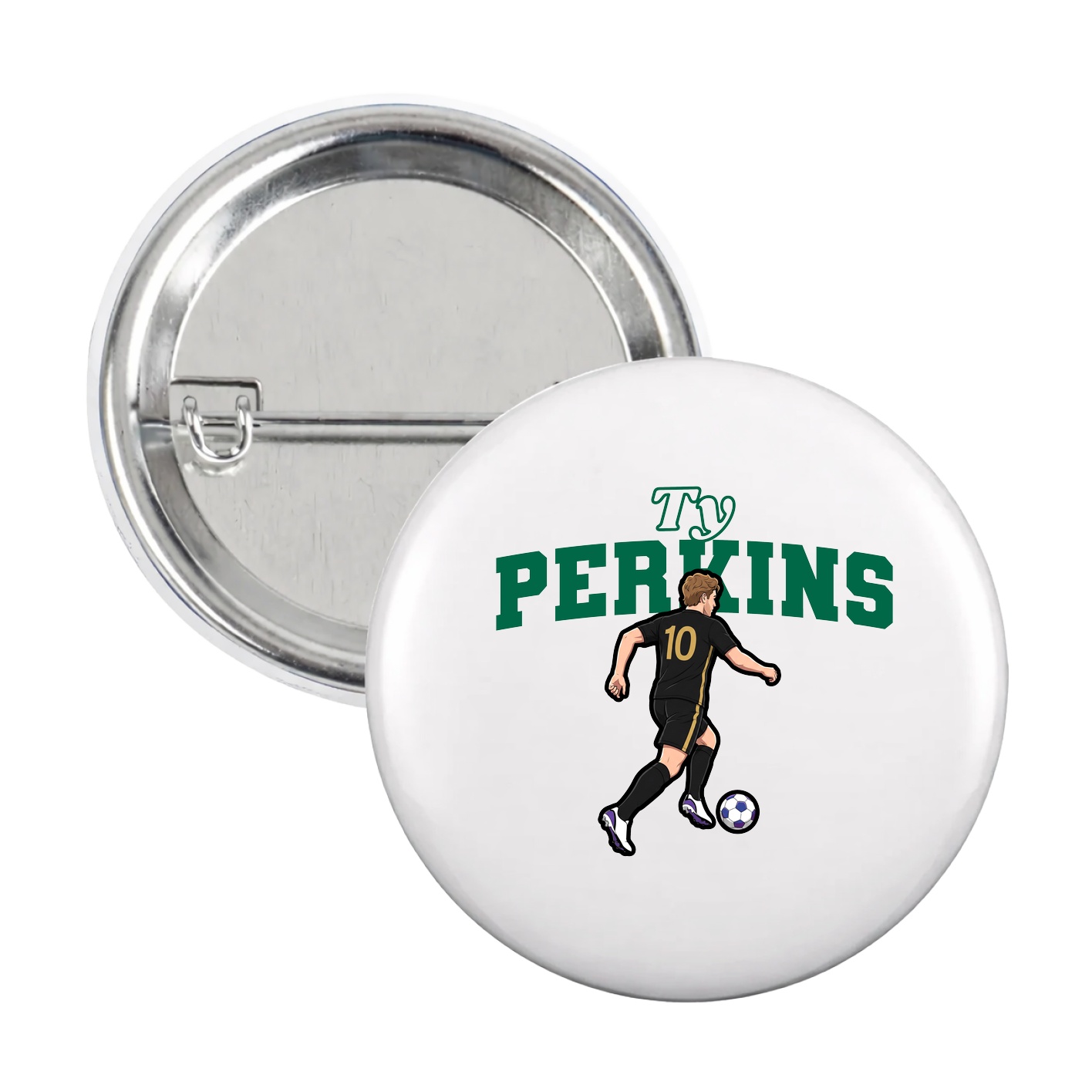 Game Day Button — Name Arch in White