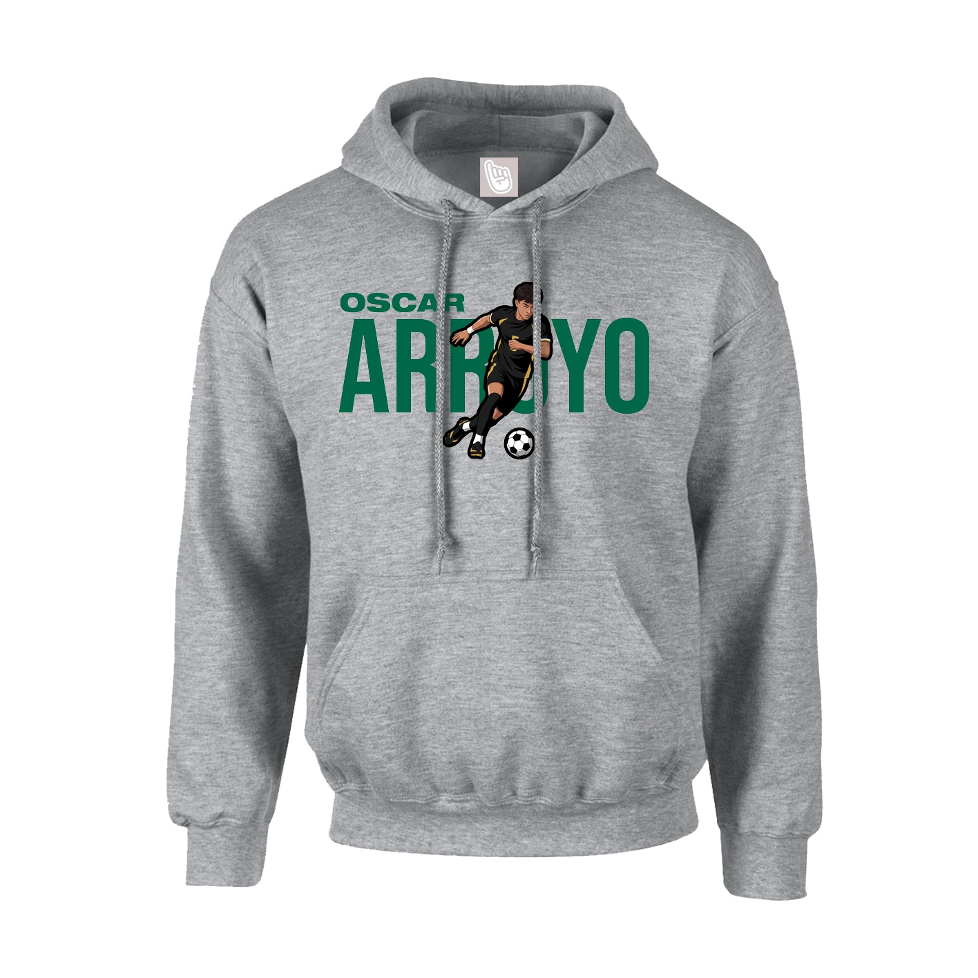 Youth Hoodie — Player Name in Grey