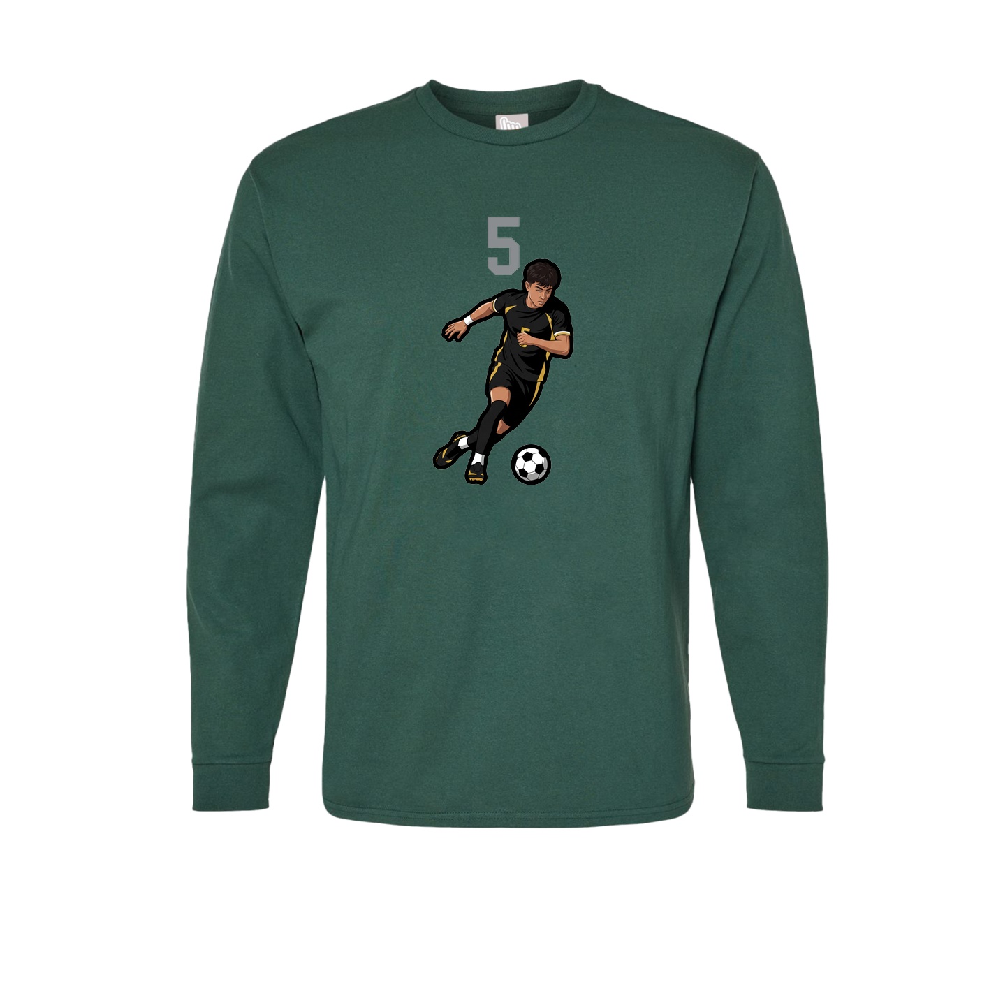 Long Sleeve Tee — Number Top in Green