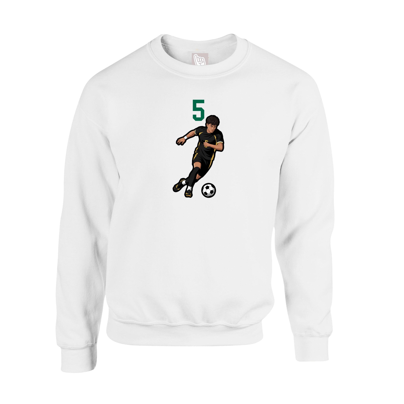 Fleece Crew — Number Top in White
