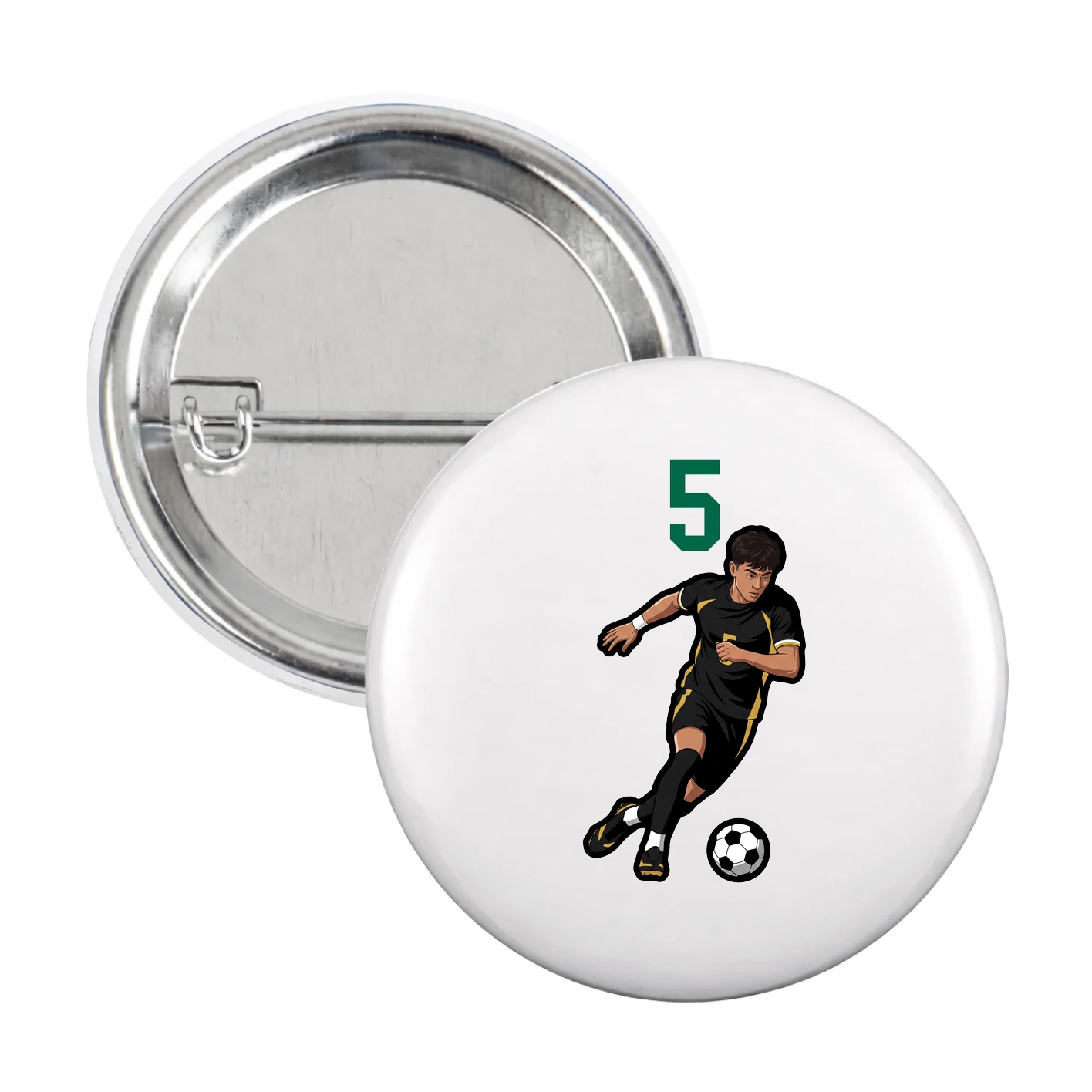 Game Day Button — Number Top in White