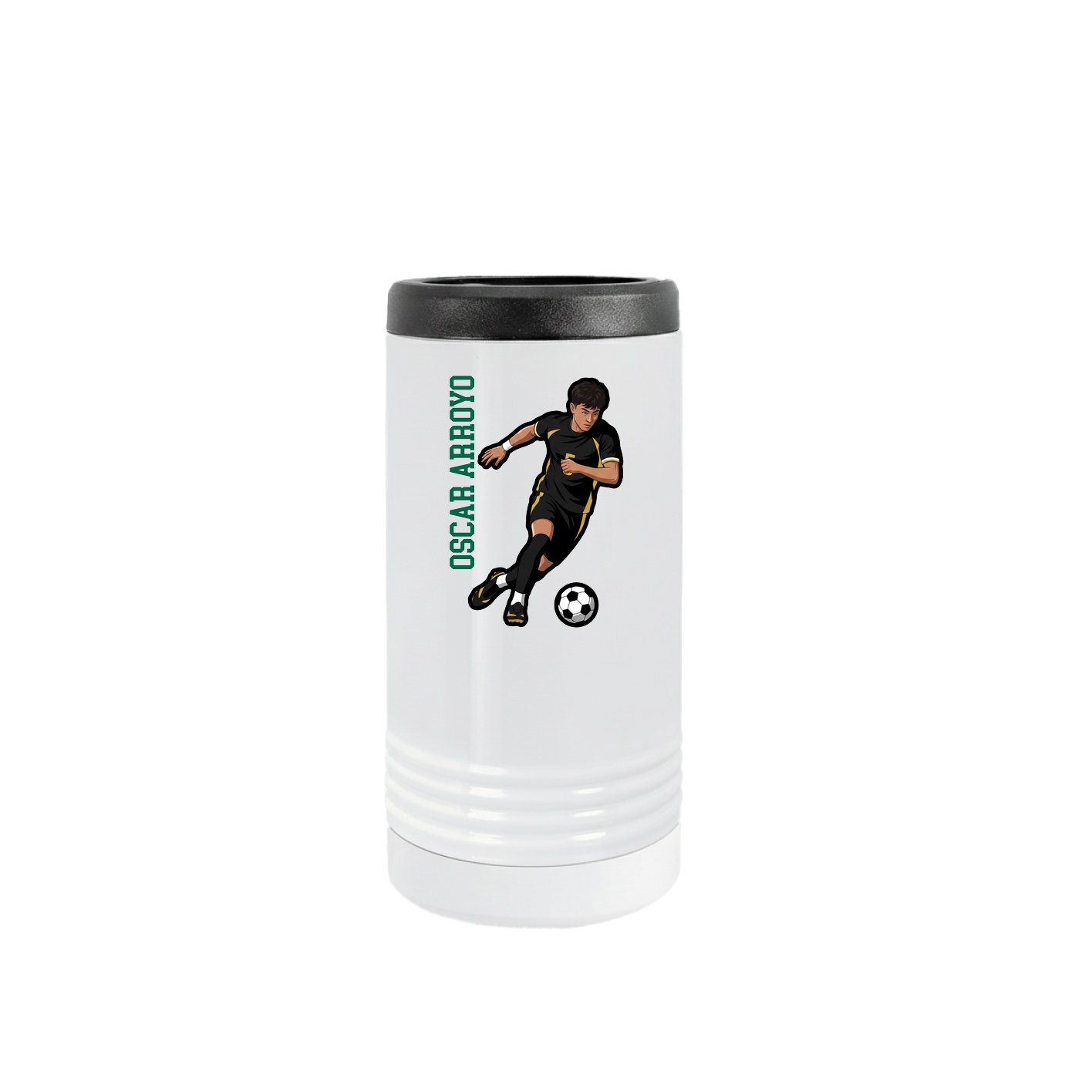 Slim Beverage Holder — Name Vertical in White