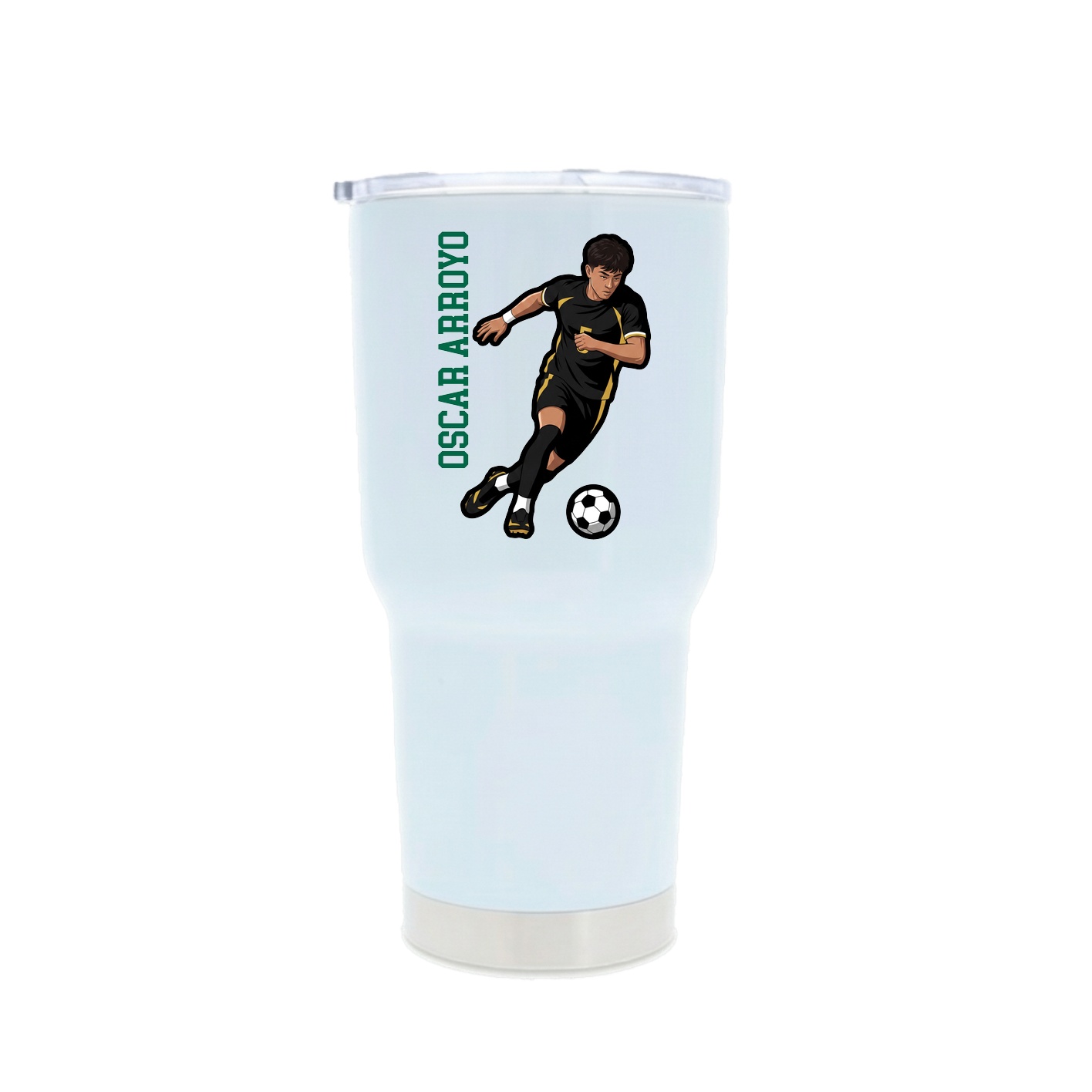 30oz Stainless Steel Tumbler — Name Vertical in White