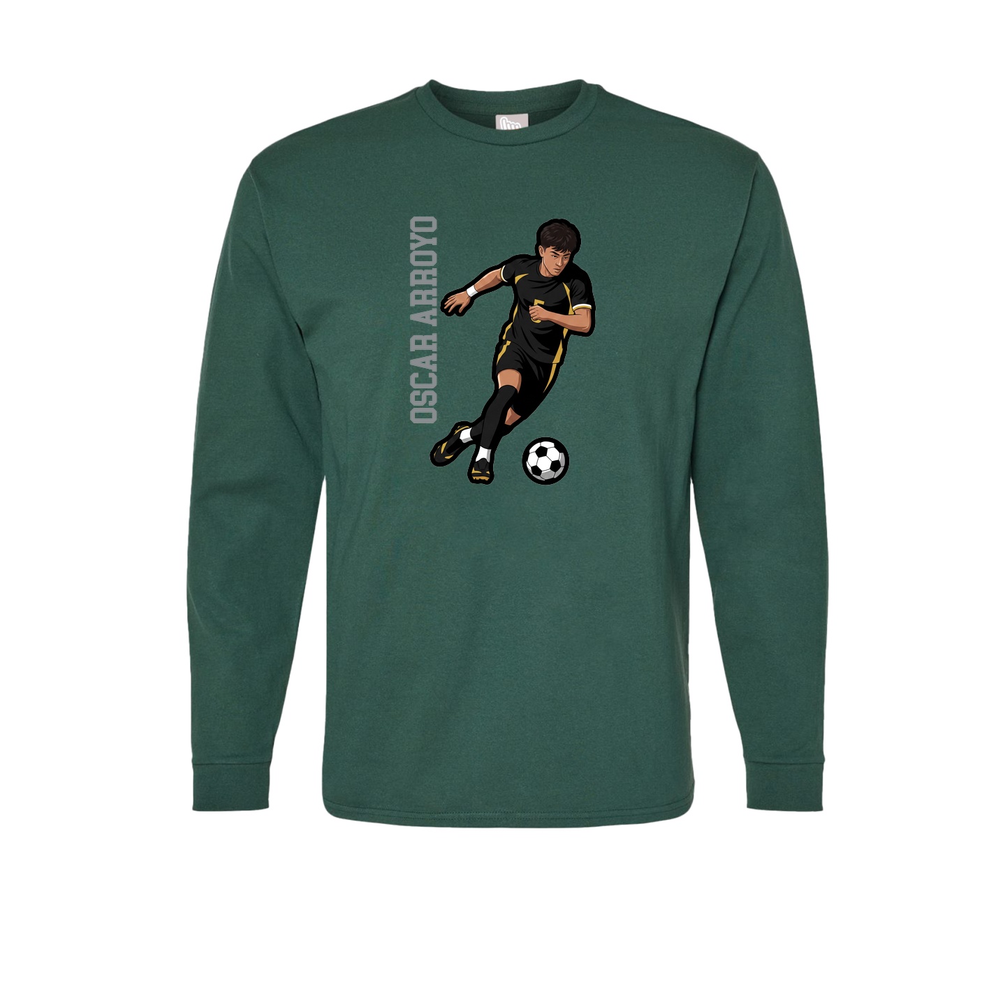 Long Sleeve Tee — Name Vertical in Green