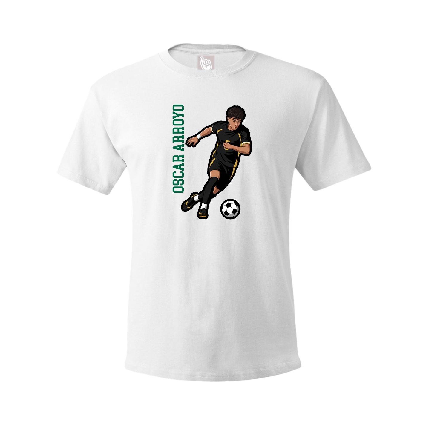 Youth Tee — Name Vertical in White