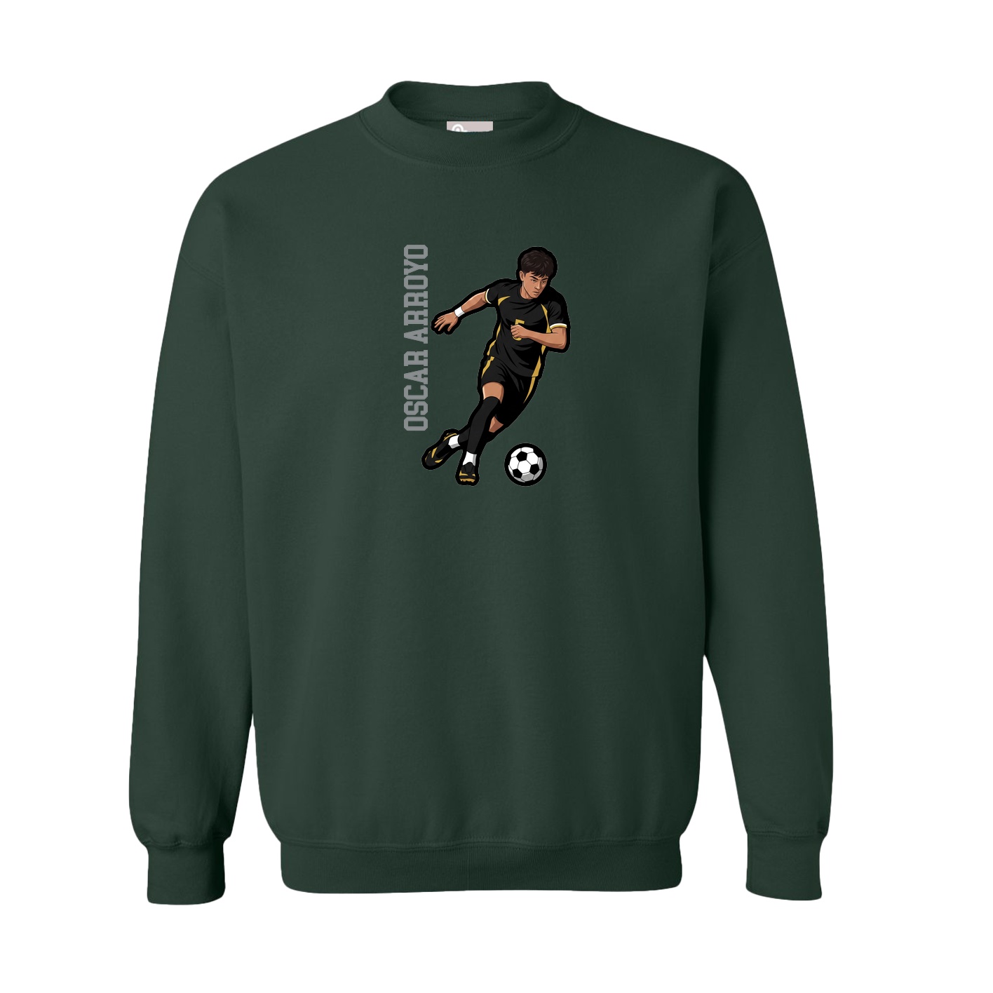 Fleece Crew — Name Vertical in Green