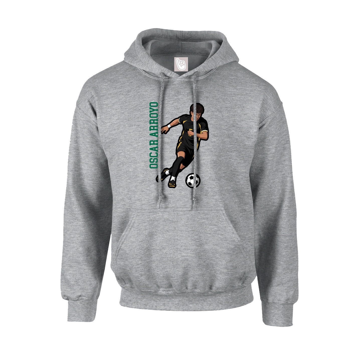 Youth Hoodie — Name Vertical in Grey