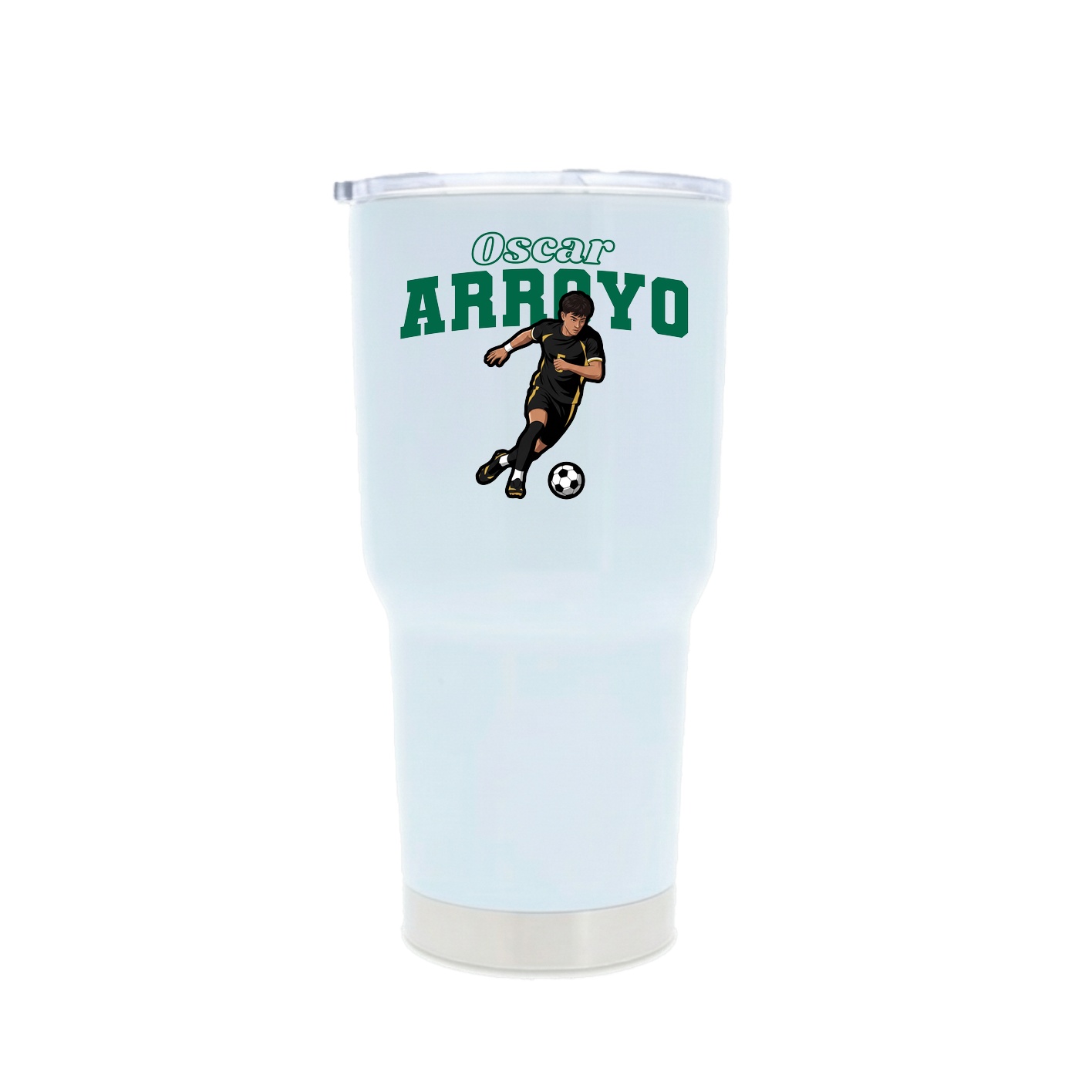 30oz Stainless Steel Tumbler — Name Arch in White