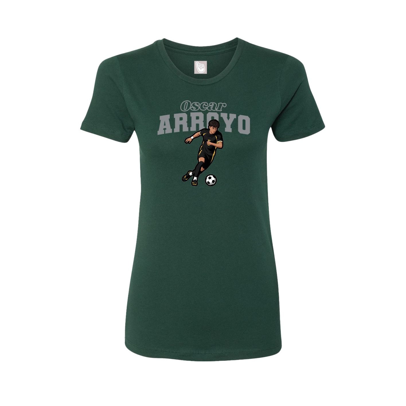 Fitted Women's Tee — Name Arch in Green