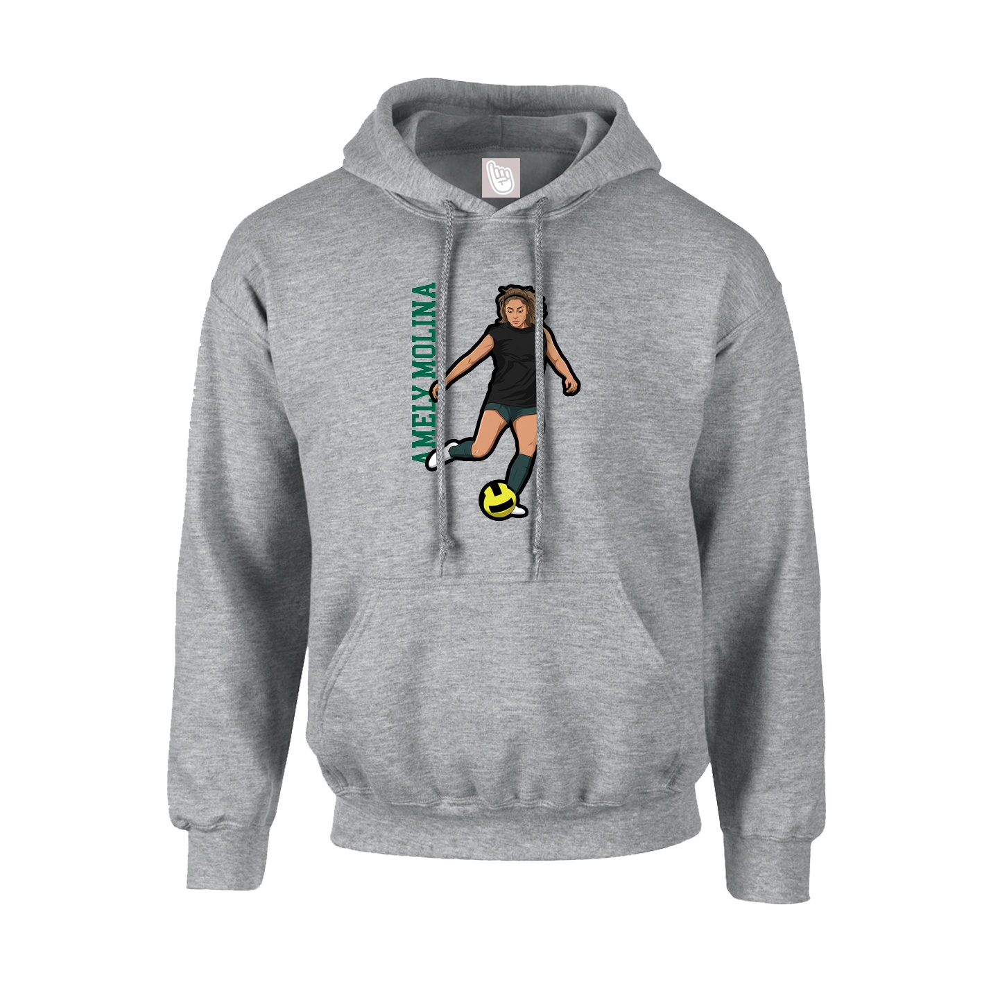 Youth Hoodie — Name Vertical in Grey