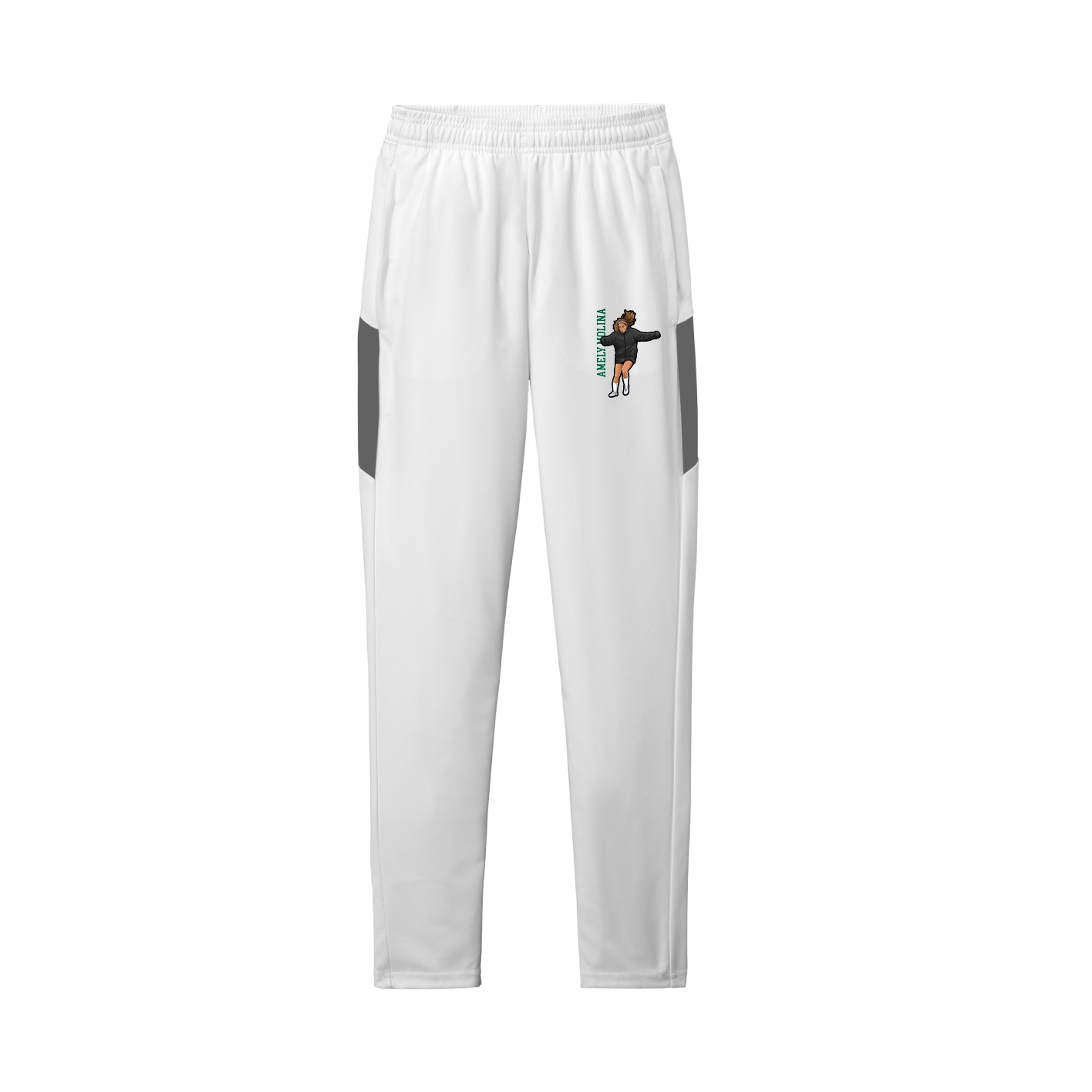Team Travel Pant — Name Vertical in White/Grey