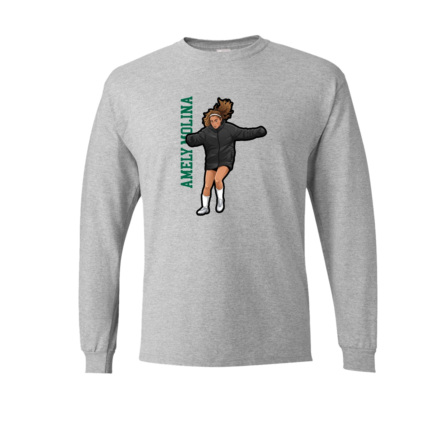 Long Sleeve Tee — Name Vertical in Grey