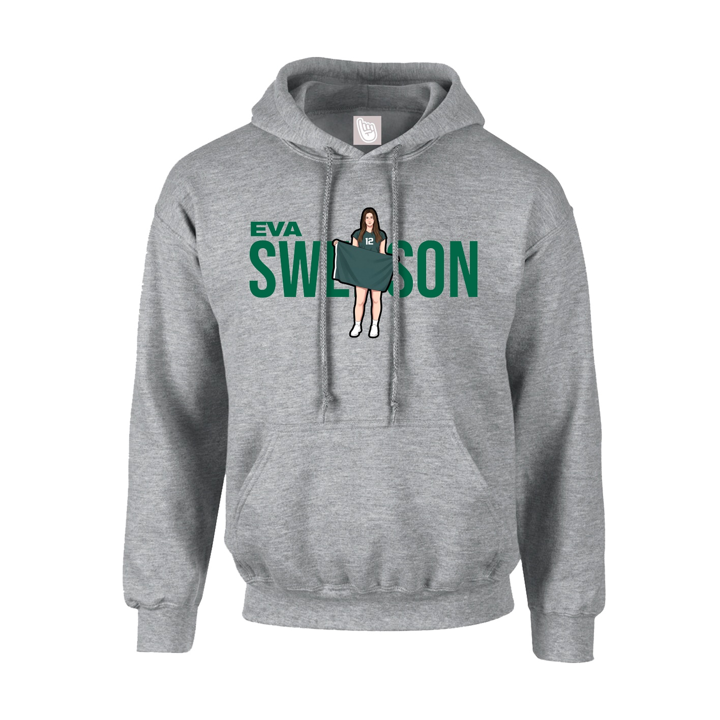 Youth Hoodie — Player Name in Grey