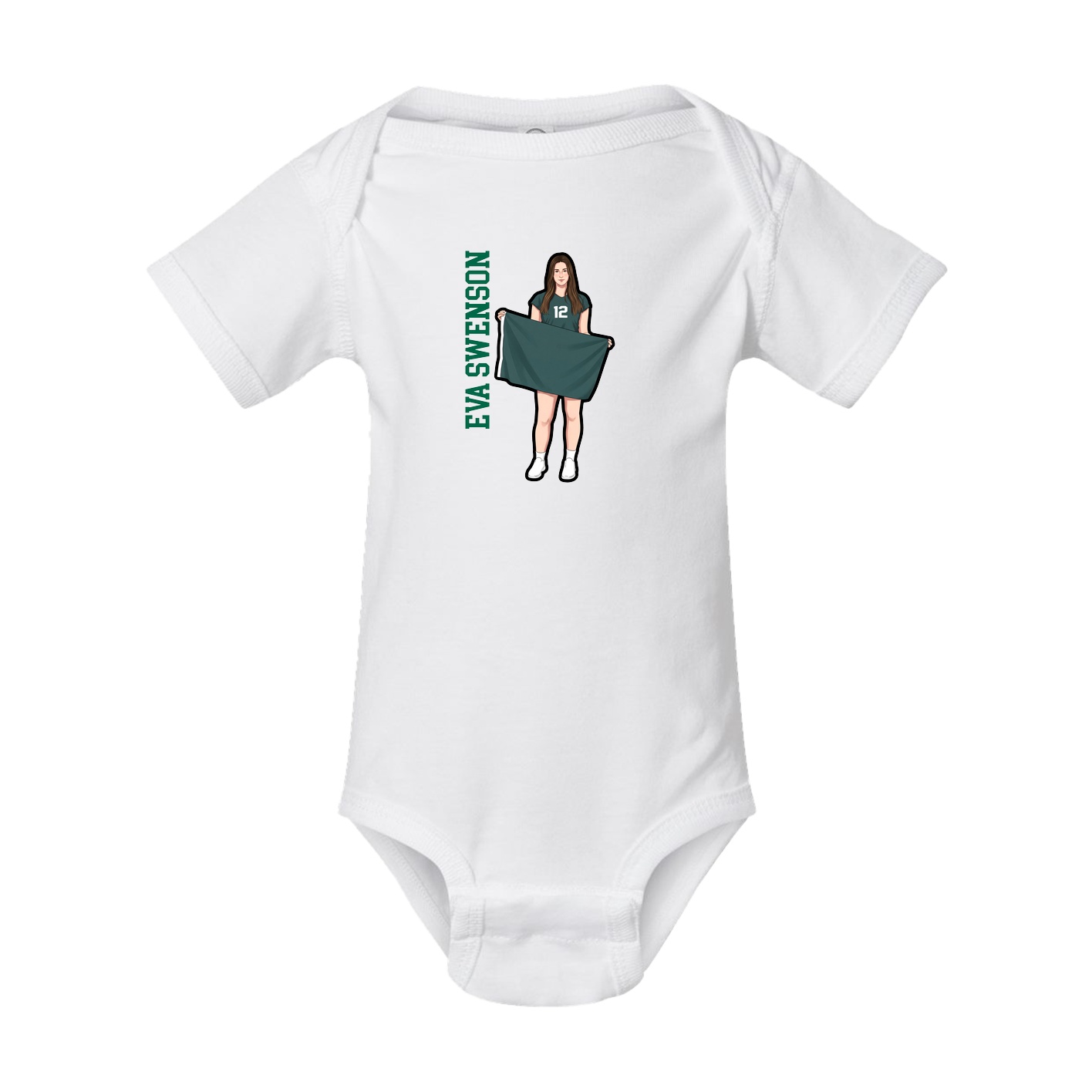 Baby Onesie — Name Vertical in White