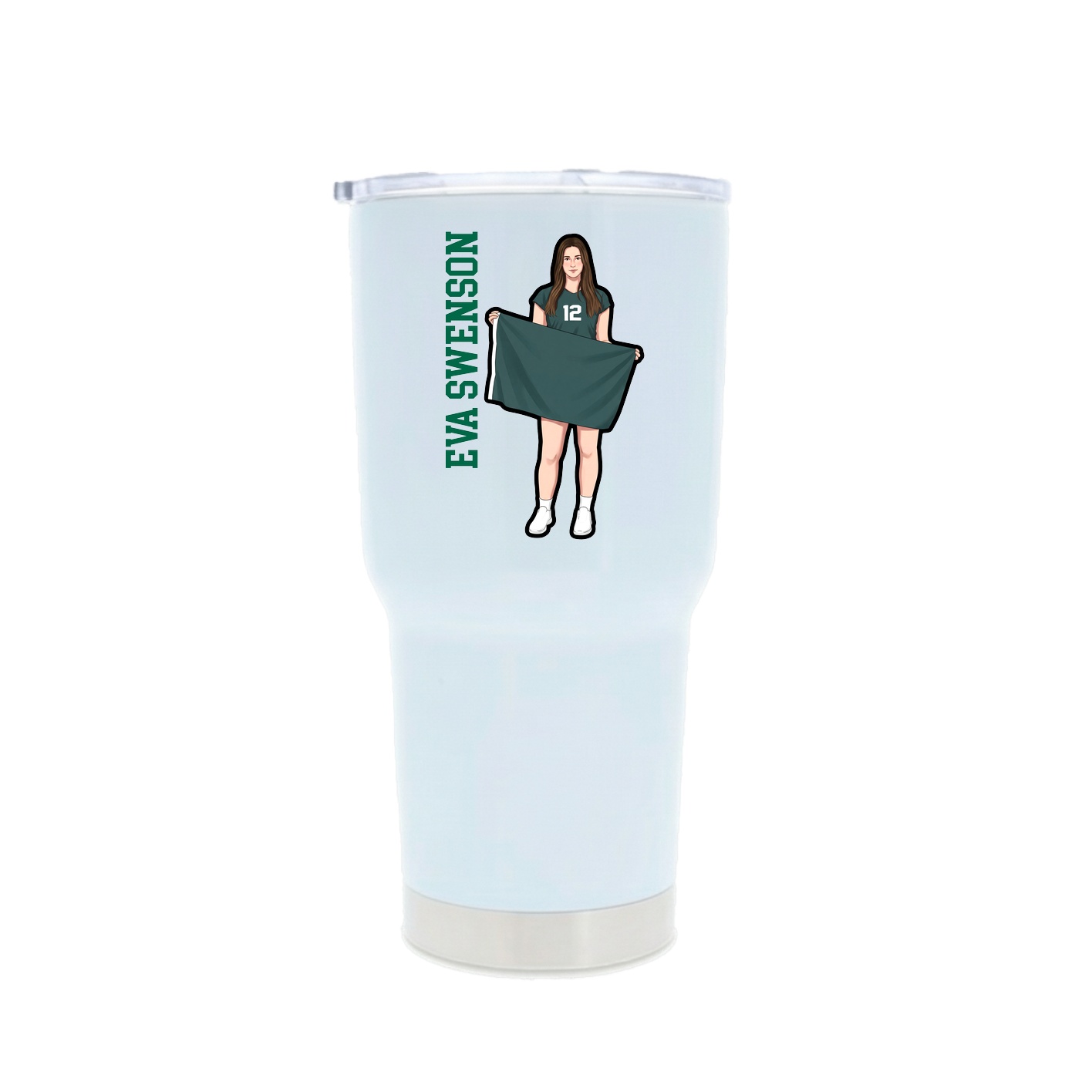 30oz Stainless Steel Tumbler — Name Vertical in White