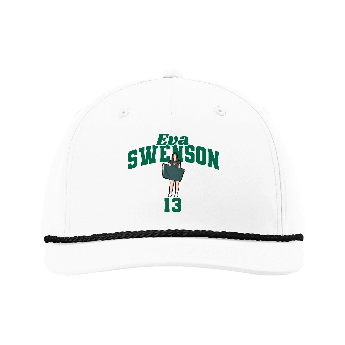 Five-Panel Classic Rope Cap — Signature Arch in White