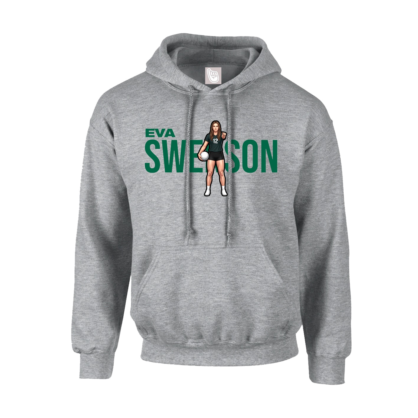 Hoodie — Player Name in Grey
