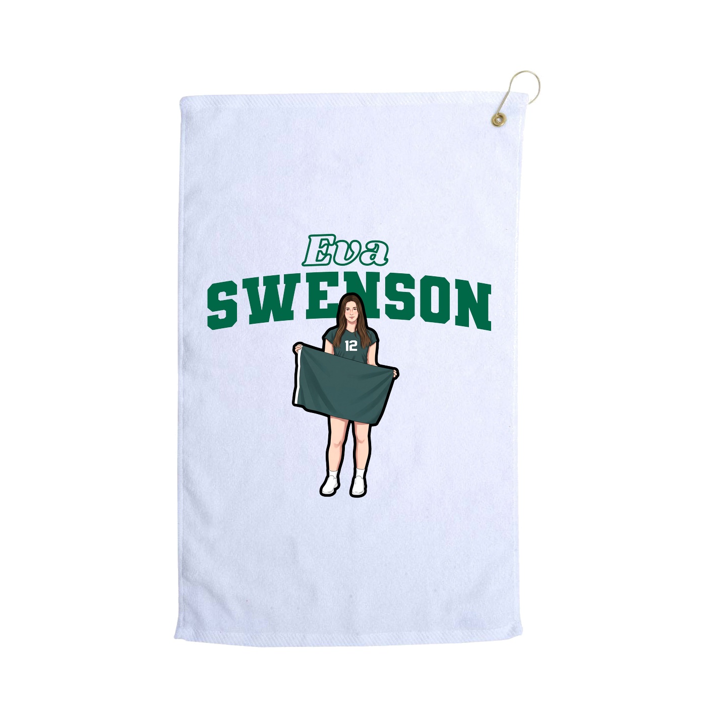 Golf Towel — Name Arch in White